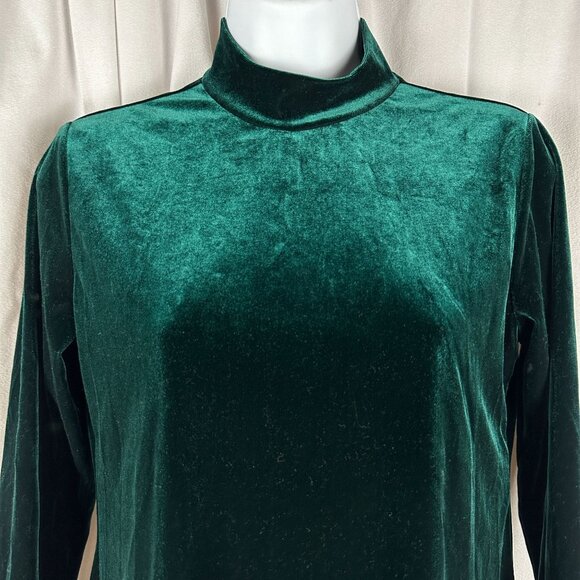 New Moves Green Velvet A-Line Dress With Turtleneck Long Sleeves Size 12.5 - Picture 2 of 6